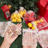 ChristmasSsnowflake Organza Gift Bags, for Party Candy Jewelry Bags & Pouches, Rectangle, Gold, 12.2x10x0.05cm
