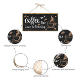 Printed Wood Hanging Wall Decorations, for Front Door Home Decoration, with Jute Twine, Rectangle with Word, Coffee Pattern, 300x150mm