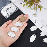 Blank Aluminium Plates, Oval with 2 Holes, Silver, 34.5x19x1mm, Hole: 3.3mm, 30pcs/box