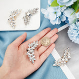 4Pcs 2 Colors Alloy & 201 Stainless Steel Shoe Buckle Clips, Wing Crystal Glass Rhinestone Shoe Decoration, Platinum & Golden, 29x66x10mm, 2pcs/color