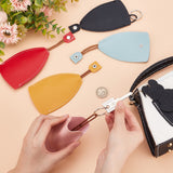 5Pcs 5 Colors Creative Pull Out Key Sleeve, Cartoon PU Leather Protective Car Key Case Keychain, with Waxed Cord, Mixed Color, 18.3~26.2cm, 1pc/color