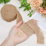 5M Flat Jute Tassel Ribbons, Garment Accessories, BurlyWood, 1-1/2 inch(37mm), about 5.47 Yards(5m)/Roll