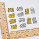 48Pcs 12 Styles Rack Plating Alloy Pendants, Tarot Charms, Mixed Color, 23.5x14.5x1.5mm, Hole: 1.8mm, 4pcs/style