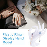 1Pc Plastic Ring Display Hand Model, for OK, White, 10.5x6.5x15.5cm