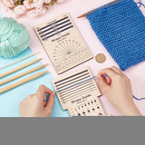 1 Set Rectangle Wooden Wooden Knitting Needle Gauge & Yarn Wrap Guide Board, Wheat, 150x100x5mm, 2pcs/set