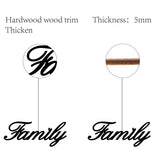 Laser Cut Basswood Wall Sculpture, for Home Decoration Kitchen Supplies, Word Family, Black, 120x300x5mm