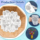 4 Sheets 11.6x8.2 Inch Stick and Stitch Embroidery Patterns, Non-woven Fabrics Water Soluble Embroidery Stabilizers, Vase, 297x210mmm