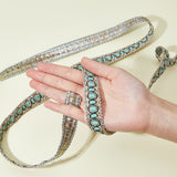 Polyester Braided Lace Trim, Garment Curtain Accessories, Turquoise, 3/4 inch(20mm), about 13.67 Yards(12.5m)/Card