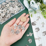 60Pcs 3 Style Zinc Alloy Pendants, Mushroom, Antique Silver, 23~28x17.5~18.5x3~5.5mm, Hole: 1.5~2mm, 20pcs/style