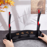 2-Tier Wooden Sword Katana Holder Stand, Bracket Samurai Sword Display Easels, with Chinese Character, Black, 9.9x39x26cm