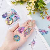 20Pcs 10 Style Ion Plating(IP) 201 & 304 Stainless Steel Pendant Links Charms, Laser Cut, Butterfly & Moon with Star & Mushroom, Rainbow Color, 18~45x19.5~32x1mm, Hole: 1.5mm, 2pcs/style