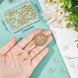 50PCS Rack Plating Brass Charms, Cross Charm, Cadmium Free & Lead Free, Long-Lasting Plated, Real 18K Gold Plated, 13x8.5x3mm, Hole: 2mm