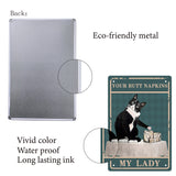 Iron Sign Posters, for Home Wall Decoration, Rectangle with Word Your Butt Napkins My Lady, Cat Pattern, 300x200x0.5mm