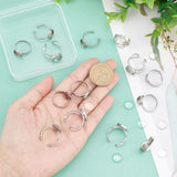 DIY Blank Half Round Dome Finger Ring Making Kit, Including Stainless Steel Adjustable & Cuff Ring Pad Ring Base Findings, Glass Cabochons, Stainless Steel Color, 40Pcs/box