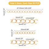 100Pcs 2 Style 304 Stainless Steel Curb Chain Extender, End Chains, Golden, 25~53x3~4mm, 50Pcs/style