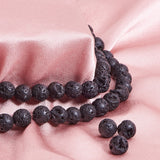 Natural Lava Rock Beads Strands, Dyed, Round, Black, 12mm, Hole: 1mm, about 60pcs/box