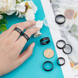 16pcs 8 Style Stainless Steel Grooved Finger Ring Settings, Ring Core Blank, for Inlay Ring Jewelry Making, Electrophoresis Black, Inner Diameter: 16~23, Groove: 4.3mm, 2pc/style