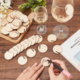 60Pcs Wooden Wine Glass Charms, Goblet Marker, Blanched Almond, 40x3mm