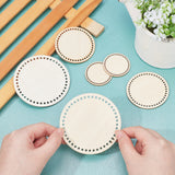 3 Sets 3 Style Wooden Basket Bottoms, Crochet Basket Base, for Basket Weaving Supplies and Home Decoration Craft, Round, BurlyWood, 4x0.15cm, Hole: 1.5mm,