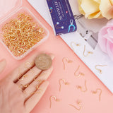 200Pcs 304 Stainless Steel French Earring Hooks, Flat Ear Wire with Ball, Real 18K Gold Plated, 21 Gauge, 15~17x18mm, Hole: 2mm, Pin: 0.7mm