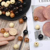 200Pcs 4 Colors Natural Unfinished Wood Beads, Round Wooden Loose Beads Spacer Beads for Craft Making, Lead Free, Mixed Dyed and Undyed, Mixed Color, 16x13.5~14mm, Hole: 4mm, 50pcs/color