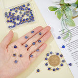 80Pcs 2 Colors 304 Stainless Steel with Glass Enamel Charms, Flat Round with Evil Eye Charms, Golden & Stainless Steel Color, 9.5x6.5x2.5mm, Hole: 1.6mm, 40Pcs/color