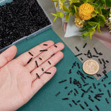 1200Pcs 4 Styles Glass Twisted Bugle Beads, Opaque Colours, Black, 5~12x2mm, Hole: 0.5mm, about 400pcs/style