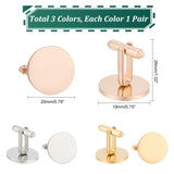 3 Pairs 3 Colors 201 Stainless Steel Cufflinks for Men, Flat Round, Mixed Color, 19x20mm, 1 pair/color