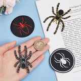 4Pcs 4 Styles Halloween Spider Pattern Polyester Embroidered Iron on Cloth Patches, Applique Patch, Sewing Craft Decoration, Black, 63~88x43~55x1~1.5mm, 1pc/style