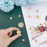 12Pcs 3 Style Brass Stud Earring Findings, with Vertical Loops and 30Pcs Plastic Ear Nuts, Real 18K Gold Plated, 13.5~19x15~19mm, Hole: 1.2~1.4mm, Pin: 0.8mm, 4Pcs/style