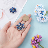 2Pcs Detachable Glass Rhinestone Shoe Decoration, with Alloy Buckle Clip, Flower, Capri Blue, 31x33x9mm