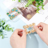 2Pcs Alloy Rhinestone Flower Shoe Decorations, Rectangle Detachable Shoe Buckle Clips, Aquamarine, 48x62x6mm