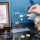 Transparent Acrylic Earring Display Stands, Earring Organizer Holder, Rectangle, Clear, 14x5x18cm, Hole: 1.8mm