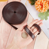 Flat PU Imitation Leather Cord, for Bag Decor, Coconut Brown, 15x2~2.5mm