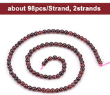 Natural Garnet Beads Strands, Round, 4mm, Hole: 1mm, about 98pcs/Strand, 15.55''(39.5cm), 2strand/box