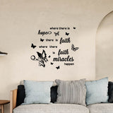 PVC Wall Stickers, for Home Living Room Bedroom Decoration, Black, Word, Butterfly Pattern, 600x350mm