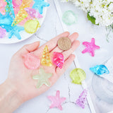 69Pcs 2 Style Transparent Acrylic Beads, Shell & Starfish, Mixed Color, 31.5~39x20~38x9~18mm, about 45pcs/250g, 250g/set