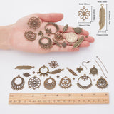 DIY Woven Net Earring Making Kits, Including Alloy Findings, Gemstone Beads, Glass Seed Beads, Brass Earring Hooks, Antique Bronze, 34x28x2mm, Hole: 2mm, 6pcs