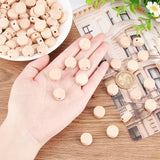 Beech Wood Beads, Undyed, Flat Round, BurlyWood, 14~15x7mm, Hole: 3mm, 100pcs/bag