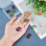 12Pcs 3 Styles Natural Gemstone Pendants, Natural Rose Quartz & Amethyst & Green Aventurine, with Real 18K Gold Plated Brass Findings and Copper Wire Wrapped, Heart with Tree, 25.5x27x8mm, Hole: 2.6mm, about 4pcs/style