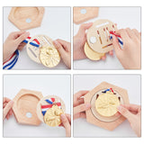 Wooden Self Adhesive Honeycomb Combination Medal Display Stand, Hexagon Creative Splicing Sports Box, BurlyWood, 12x13.8x1.5cm, Hole: 4x0.55cm, Lining: 4.5x9.1cm, Hole: 3.9x0.35cm