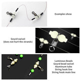 100Pcs 2 Styles Luminous 304 Stainless Steel Fishing Rolling Swivels, with Gourd Shape Beads, for Freshwater Saltwater Fishing, White, 50pcs/style