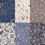 Printed Floral Cotton Fabric, for Patchwork, Sewing Tissue to Patchwork, Mixed Color, 50x40x0.02cm, 6sheets/set