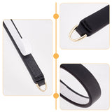 Leather Short Bag Straps, with Alloy D-Ring Clasp, Black, 18.6x1.25x0.35cm