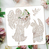 PET Hollow Out Drawing Painting Stencils, for DIY Scrapbook, Photo Album, Angel Pattern, 30x30cm