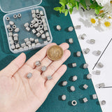 80Pcs 4 Style 202 Stainless Steel European Beads, Large Hole Beads, Grooved Beads, Column, Stainless Steel Color, 7~8x5~7mm, Hole: 3~5.5mm, 20pcs/style