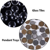 DIY Link Making, Tibetan Style Alloy Link Cabochon Bezel Settings and Transparent Glass Cabochons, Flat Round, Mixed Color, 10.8x7.4x1.8cm, 64pcs/box