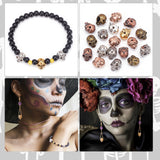 24Pcs 6 Style Zinc Alloy Beads, Skull, Mixed Color, 12x9x8mm, Hole: 1.5mm, 4pcs/style