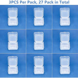 Plastic Bead Storage Containers, Rectangle, Clear, 54~74x53~73x20~25mm, 27pcs/set