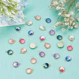 36Pcs 6 Colors Light Gold Alloy Resin Charms, Flat Round with Mermaid Fish Scale Shaped, Mixed Color, 15x12x4mm, Hole: 1.8mm, 6pcs/color